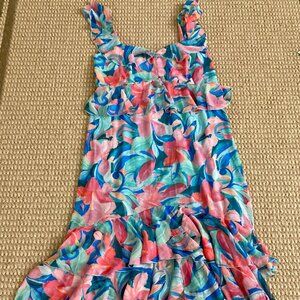 Show Me Your Mumu Women's Floral Maxi Dress Ruffle Hem Sleeveless Size 1X Multi